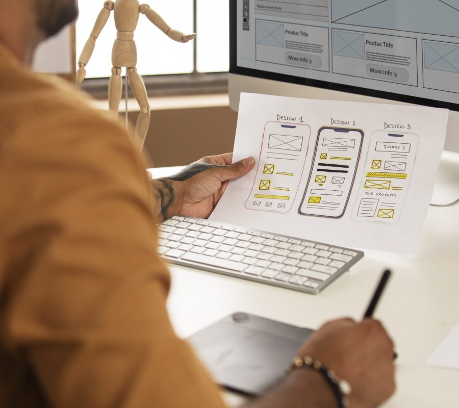 man-working-with-computer-side-view